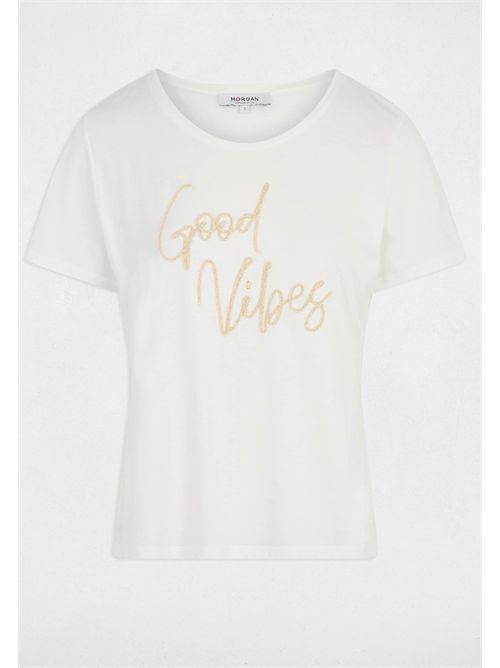 T-shirt bianca con stampa Good Vibes DGOOD MORGAN DE TOI | DGOODBLANC