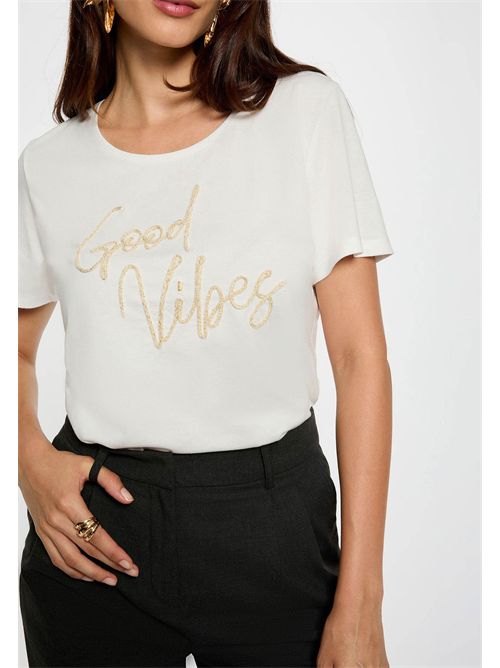 T-shirt bianca con stampa Good Vibes DGOOD MORGAN DE TOI | DGOODBLANC