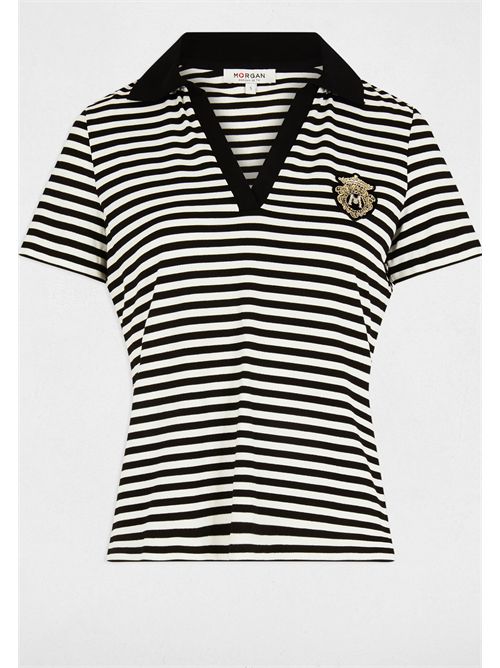Polo a righe con colletto nero DINATA MORGAN DE TOI | DINATABLANC