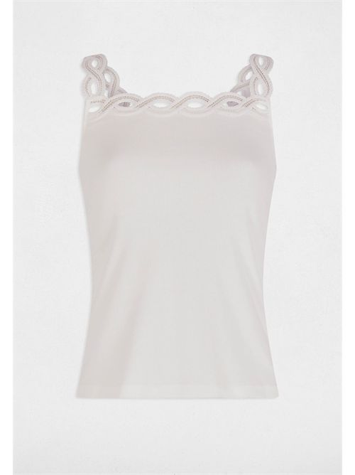 Top bianco in maglia con dettagli ricamati DITILI MORGAN DE TOI | DITILIBLANC