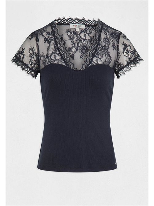 T-shirt con inserti in pizzo DLAMI MORGAN DE TOI | DLAMIBLEU MARINE