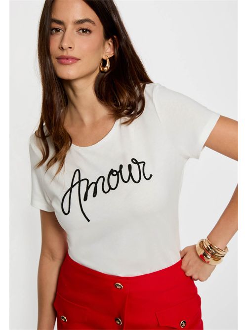 T-shirt bianca con scritta Amour DMIO MORGAN DE TOI | DMIOBLANC