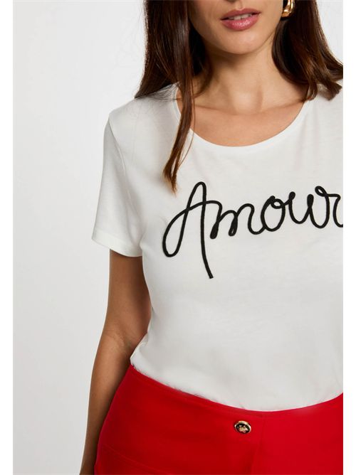 T-shirt bianca con scritta Amour DMIO MORGAN DE TOI | DMIOBLANC