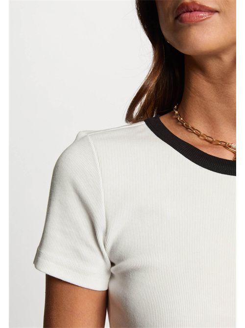 T-shirt bianca con schiena scoperta e profili neri DOPPY MORGAN DE TOI | DOPPYBLANC