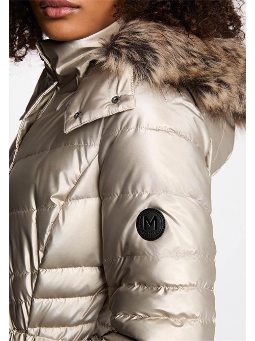 Down jacket with belt and hood with faux fur trim GALEX1 MORGAN DE TOI | GALEX1GOLD