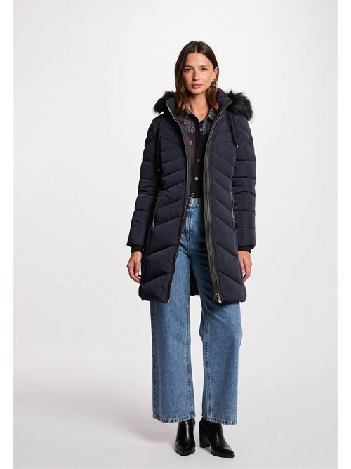 Long down jacket with hood GCLEA (FRENCH SIZES) MORGAN DE TOI | GCLEANAVY BLUE