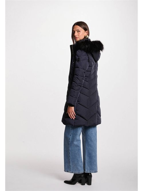 Long down jacket with hood GCLEA (FRENCH SIZES) MORGAN DE TOI | GCLEANAVY BLUE