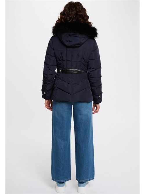 Piumino con cappuccio rifinito in ecopelliccia GITELA ( TAGLIE FRANCESI ) MORGAN DE TOI | GITELANAVY BLUE