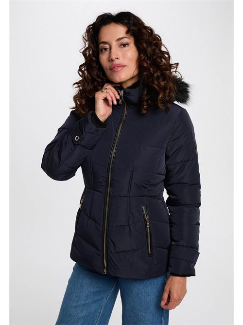 Piumino con cappuccio rifinito in ecopelliccia GITELA ( TAGLIE FRANCESI ) MORGAN DE TOI | GITELANAVY BLUE