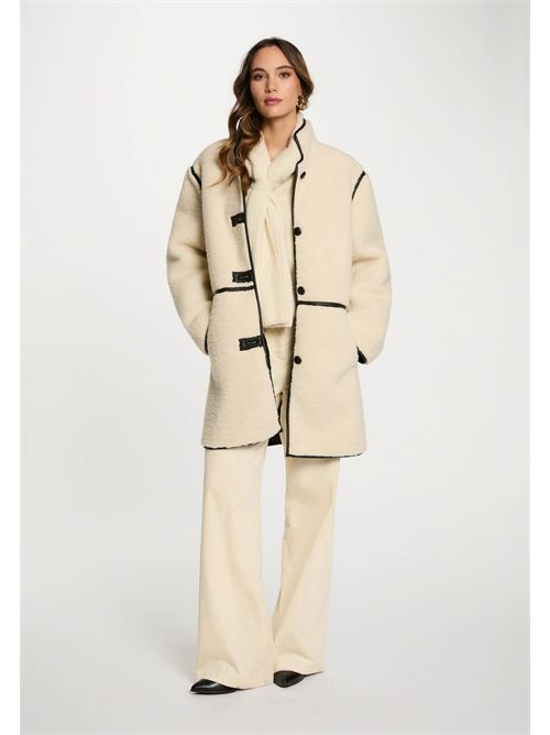 Cappotto effetto teddy con bordi a contrasto GLAINI - TAGLIE FRANCESI MORGAN DE TOI | GLAINIBEIGE