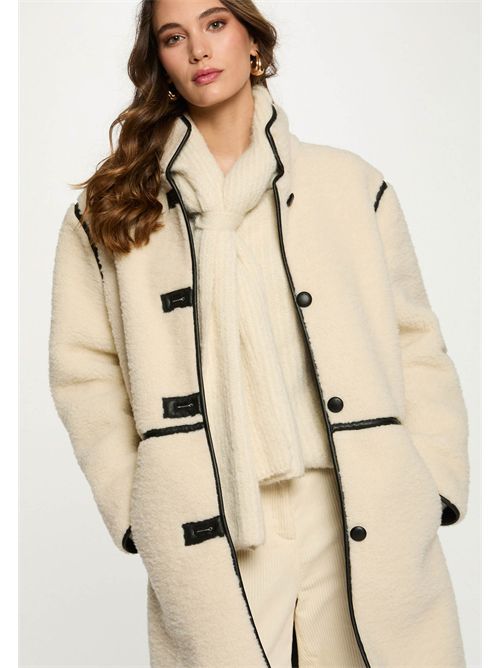 Cappotto effetto teddy con bordi a contrasto GLAINI - TAGLIE FRANCESI MORGAN DE TOI | GLAINIBEIGE