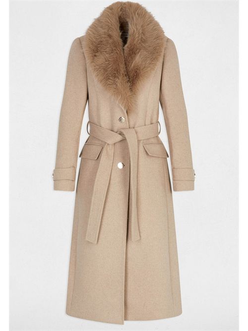 Cappotto con cintura e collo in eco-pelliccia GPEAKS - TAGLIE FRANCESI MORGAN DE TOI | GPEAKSBEIGE