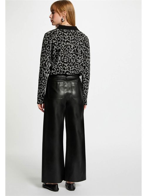 Cardigan with animal print and contrasting collar MBOLEO MORGAN DE TOI | MBOLEOMID-GREY