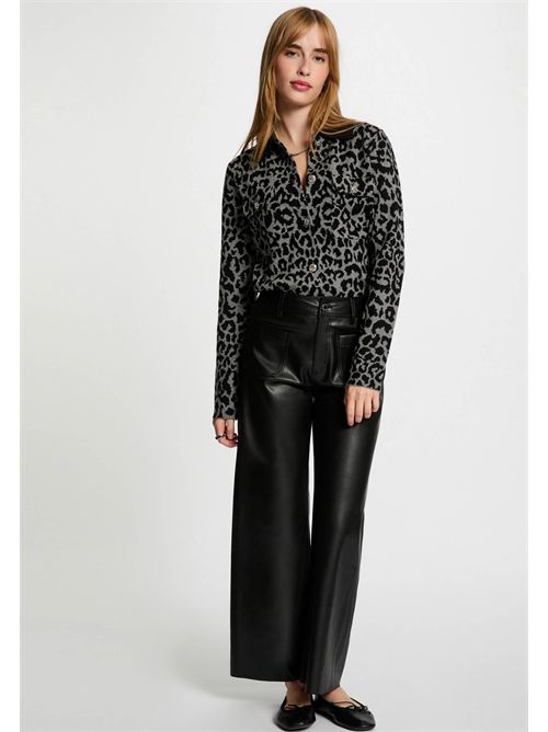 Cardigan with animal print and contrasting collar MBOLEO MORGAN DE TOI | MBOLEOMID-GREY