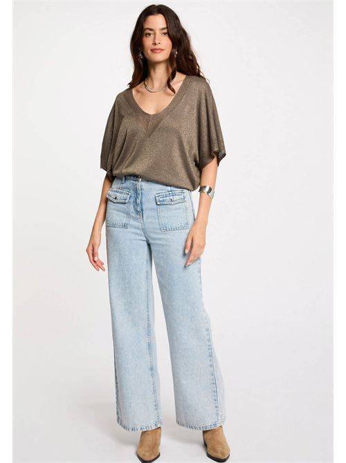 V-neck sweater with shiny yarn MCHRIS MORGAN DE TOI | MCHRISVERT KAKI