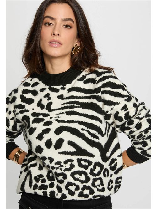 maglia jacquard con stampa animalier MFELIXA MORGAN DE TOI | MFELIXAIVOIRE