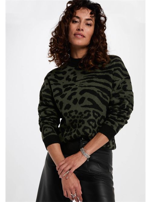 maglia jacquard con stampa animalier MFELIXA MORGAN DE TOI | MFELIXAVERT KAKI