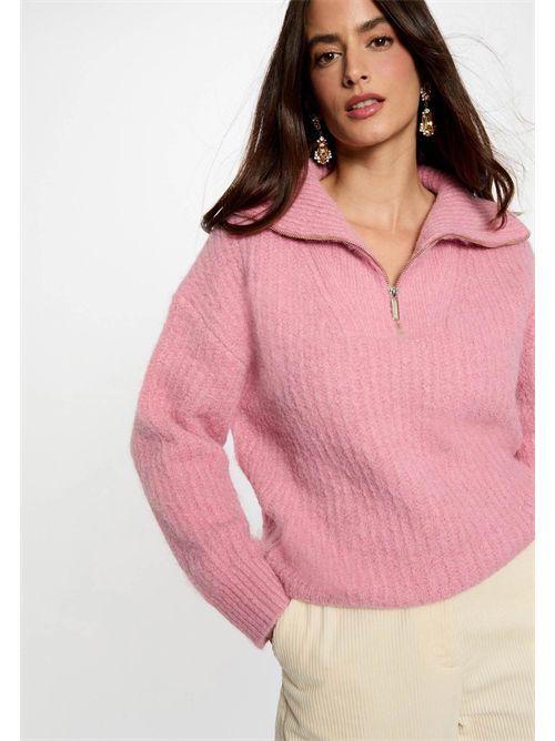 Women's pullover with half zip and high collar MFLAMI MORGAN DE TOI | MFLAMIVIEUX ROSE