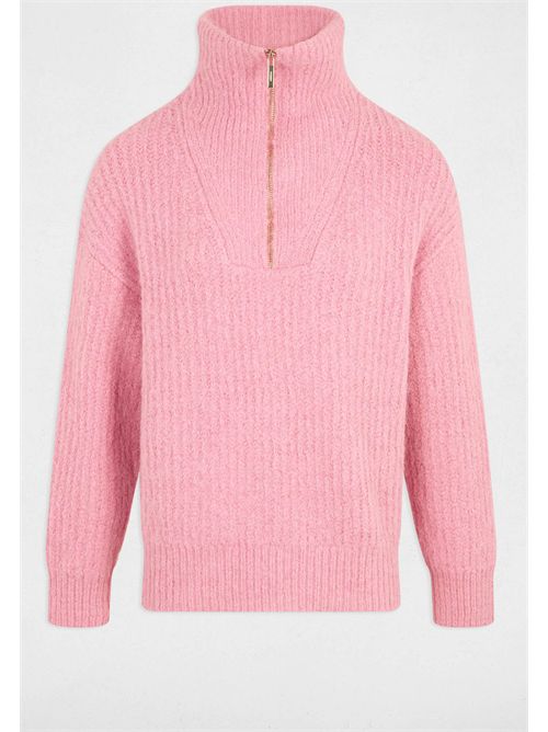 Women's pullover with half zip and high collar MFLAMI MORGAN DE TOI | MFLAMIVIEUX ROSE
