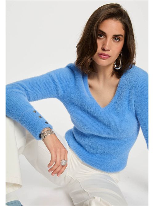 Maglia scollo a V in tessutto effeto fluffy MOOVE MORGAN DE TOI | MOOVEBLEU