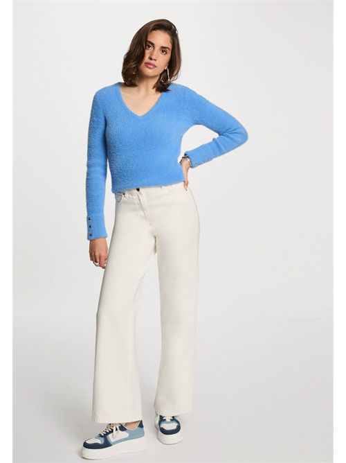 Maglia scollo a V in tessutto effeto fluffy MOOVE MORGAN DE TOI | MOOVEBLEU