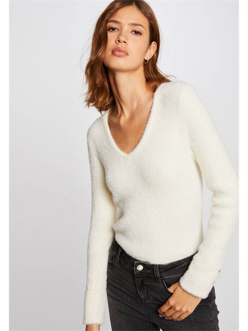 Maglia scollo a V in tessutto effeto fluffy MOOVE MORGAN DE TOI | MOOVEIVOIRE