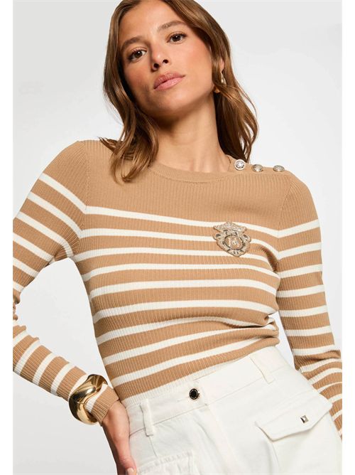 Striped sweater with buttons on the shoulder MRAY MORGAN DE TOI | MRAYCAMEL