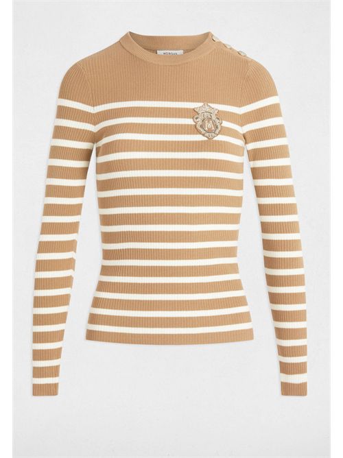Striped sweater with buttons on the shoulder MRAY MORGAN DE TOI | MRAYCAMEL