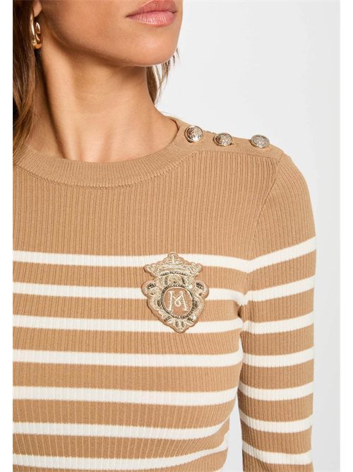 Striped sweater with buttons on the shoulder MRAY MORGAN DE TOI | MRAYCAMEL