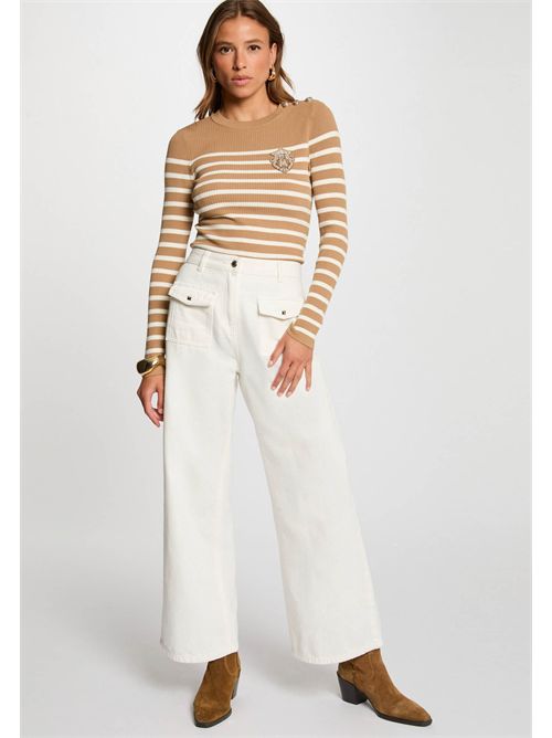 Striped sweater with buttons on the shoulder MRAY MORGAN DE TOI | MRAYCAMEL