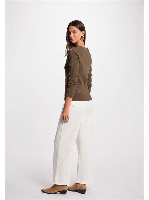 Sweater with decorative buttons on the sleeves MTECNA MORGAN DE TOI | MTECNAKAKI VERT