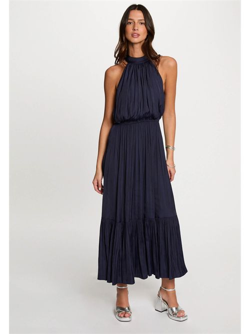 Midi dress with high collar RAMAGE - FRENCH SIZES MORGAN DE TOI | RAMAGEBLEU MARINE