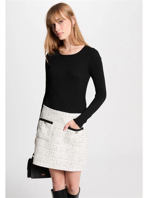 bicolored short dress RBLOCK (FRENCH SIZES) MORGAN DE TOI | RBLOCKOFF WHITE-BLACK