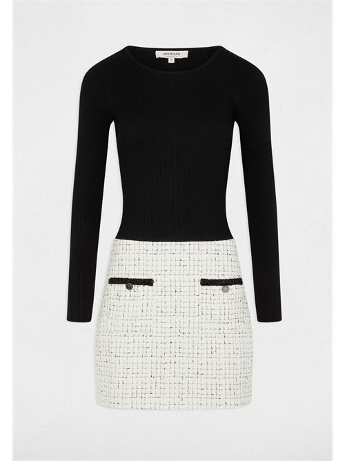 bicolored short dress RBLOCK (FRENCH SIZES) MORGAN DE TOI | RBLOCKOFF WHITE-BLACK