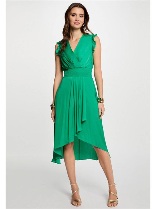Asymmetrical green sleeveless dress RWALLY - FRENCH SIZES MORGAN DE TOI | RWALLYVERT ÉMERAUDE