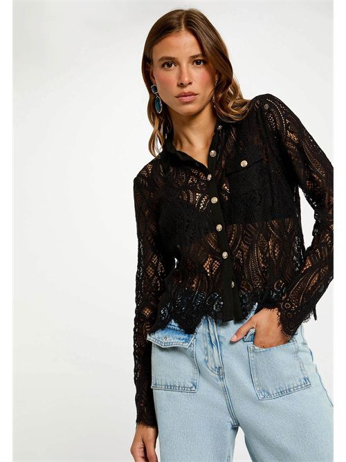 Transparent lace shirt with TLILA floral pattern MORGAN DE TOI | TLILANOIR
