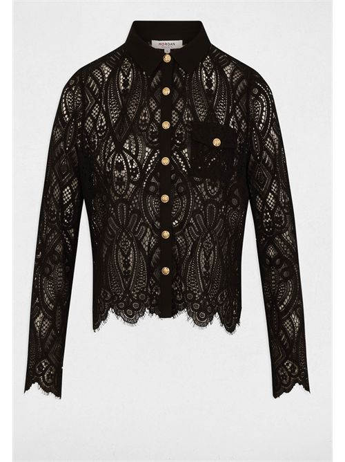 Transparent lace shirt with TLILA floral pattern MORGAN DE TOI | TLILANOIR