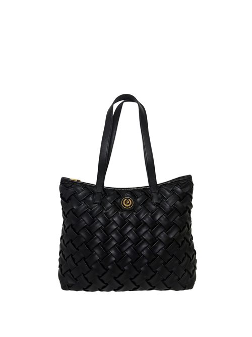 Braided shopper bag with double handles SC4568 POLLINI | SC4568PP1NSD100APU NERO