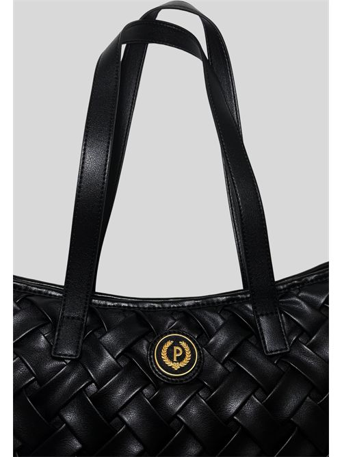 Braided shopper bag with double handles SC4568 POLLINI | SC4568PP1NSD100APU NERO