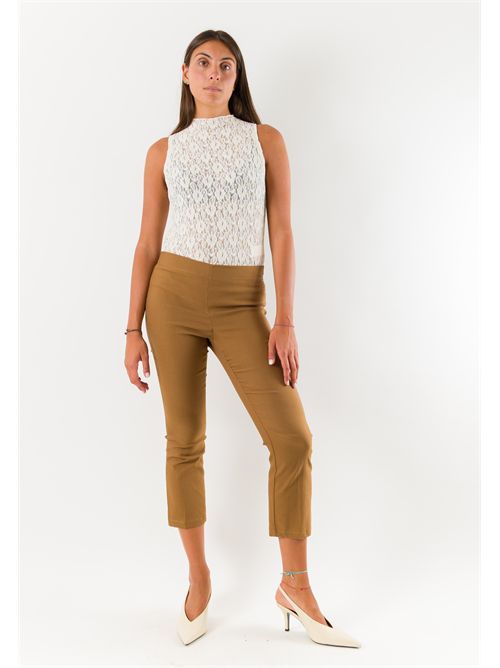 Pantaloni donna cropped elasticizzati AI26665 MESANGE | AI26665CAMMELLO