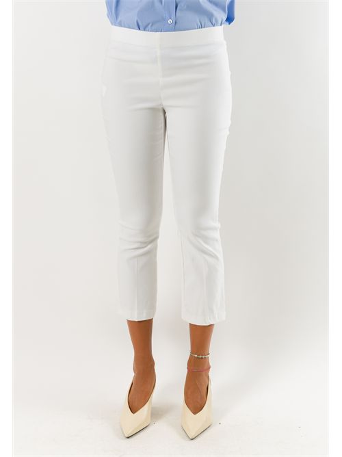 Pantaloni donna cropped elasticizzati AI26665 MESANGE | AI26665PANNA