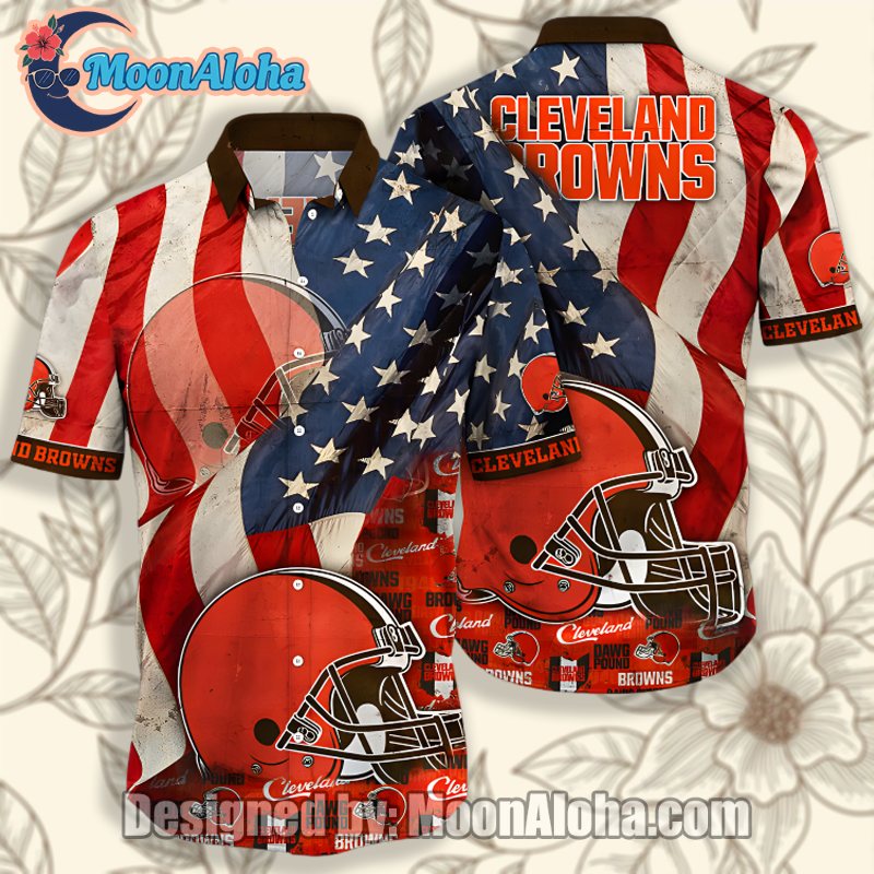 Cleveland Browns Independence Day Retro Hawaiian Shirts In Vintage Style Colors