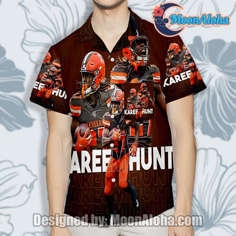 Cleveland Browns Kareem Hunt Vintage Aloha Shirts In Retro Color Tones