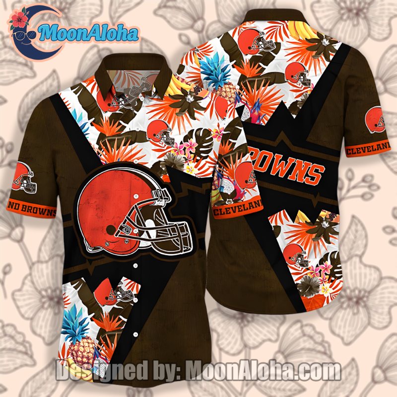 Cleveland Browns Tropical Pineapple Floral Vintage Aloha Shirts In Classic Colors