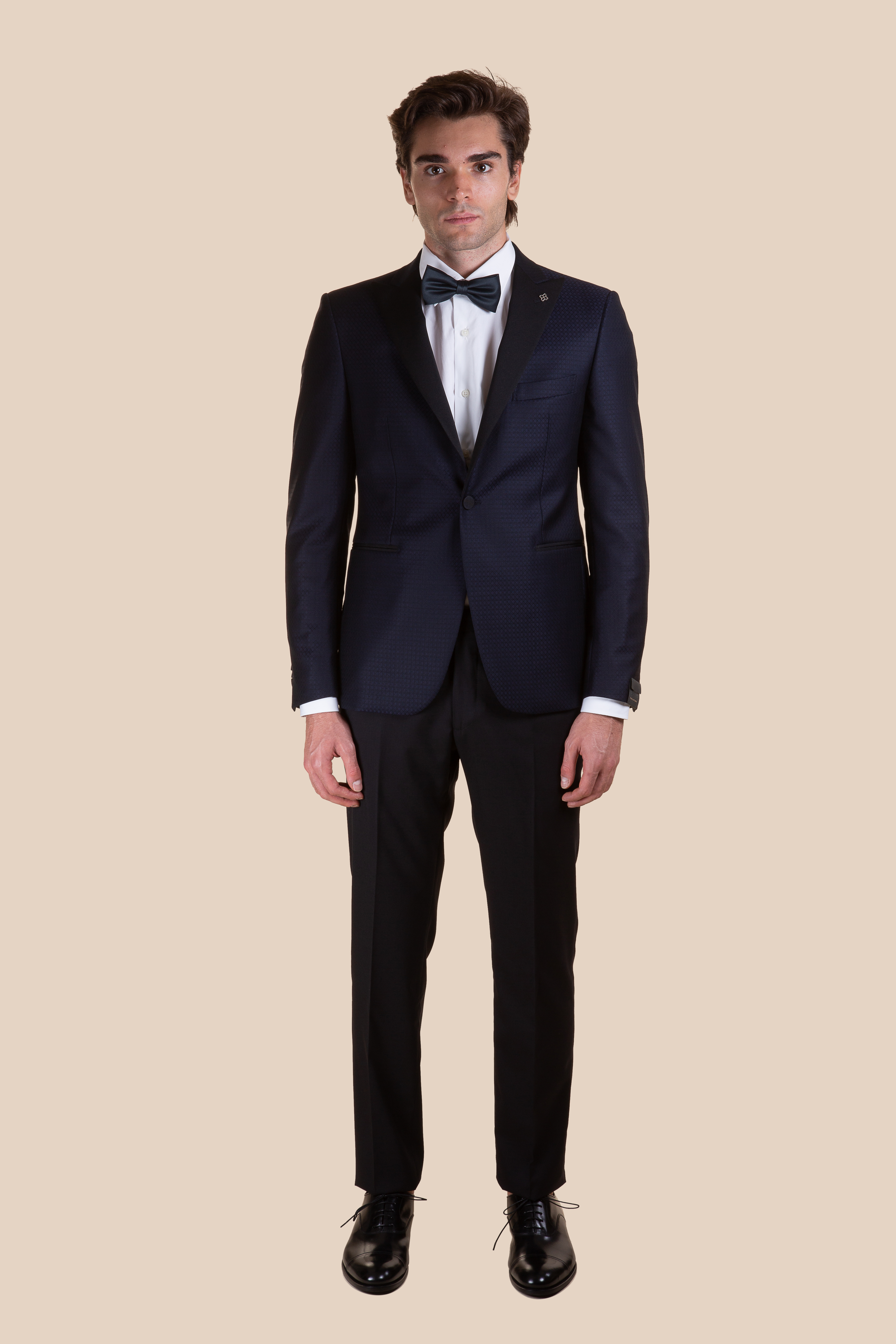 giacca uomo smoking, rever in raso. 100% lana vergine super 100s. -  TAGLIATORE - Nappo Boutique