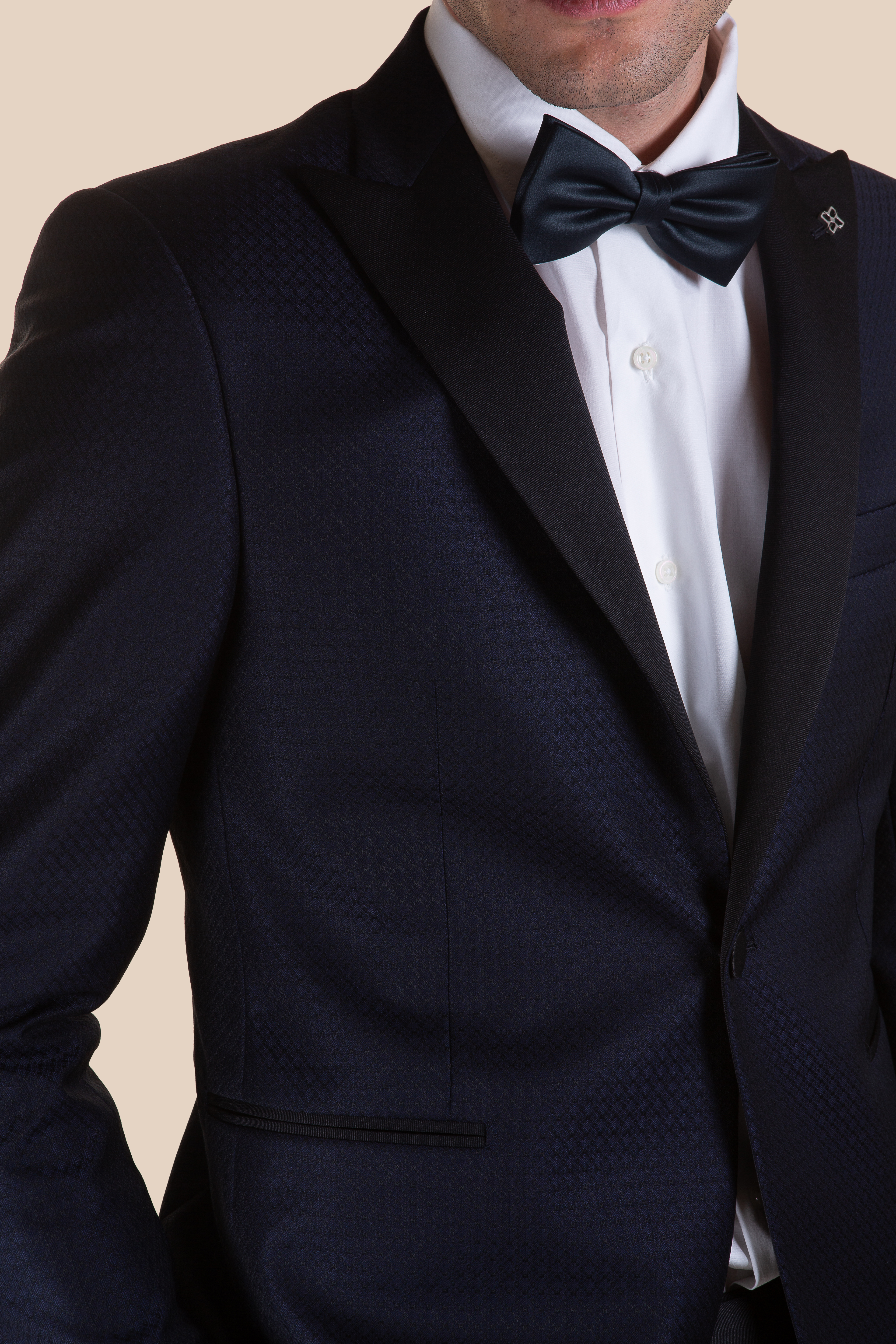 giacca uomo smoking, rever in raso. 100% lana vergine super 100s. -  TAGLIATORE - Nappo Boutique