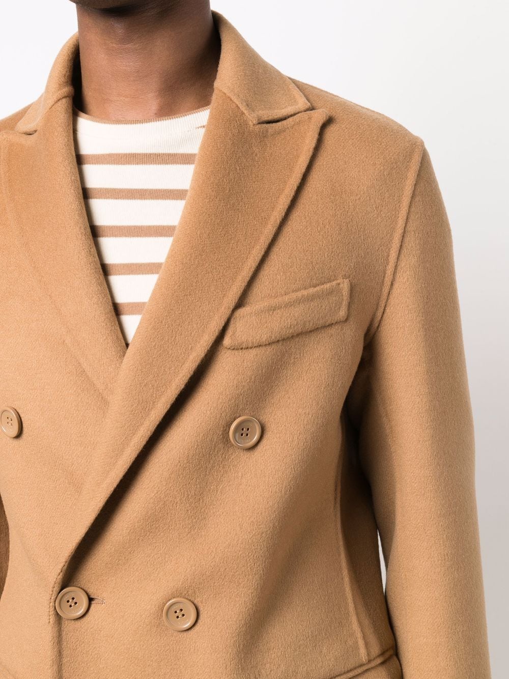 beige double breasted coat
