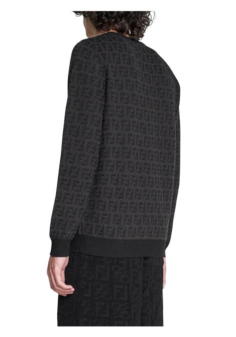 Black and coffee brown virgin wool and cotton FF Fendi jumper FENDI | FZX034-AKFSF0FF6