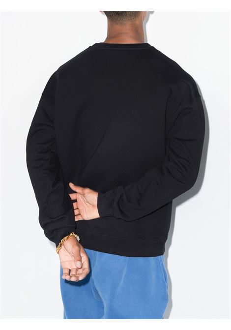 felpa girocollo in cotone nero con logo Versace ricamato VERSACE | 1006502-1A045111B000