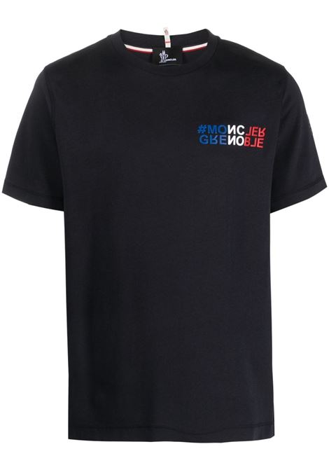 navy blue cotton Mountain logo-print T-Shirt  MONCLER GRENOBLE | 8C000-03-83927773